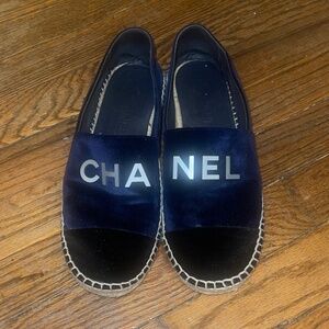 Chanel Blue Velvet Espadrilles